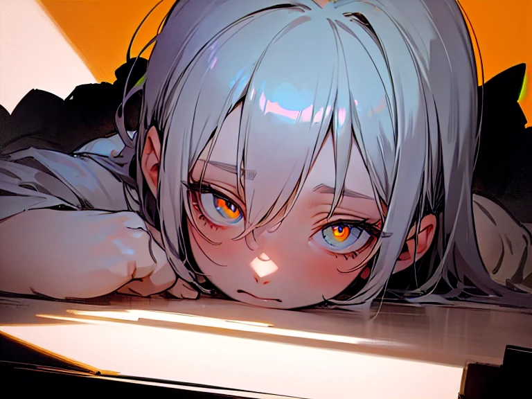 漫画風シルエット、目線だけ